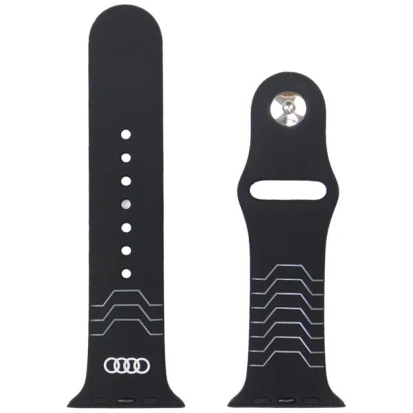 Audi Geometric Pattern Silicone Watch Strap for Apple Watch 44 / 45 / 46 / 49 mm - blackeng