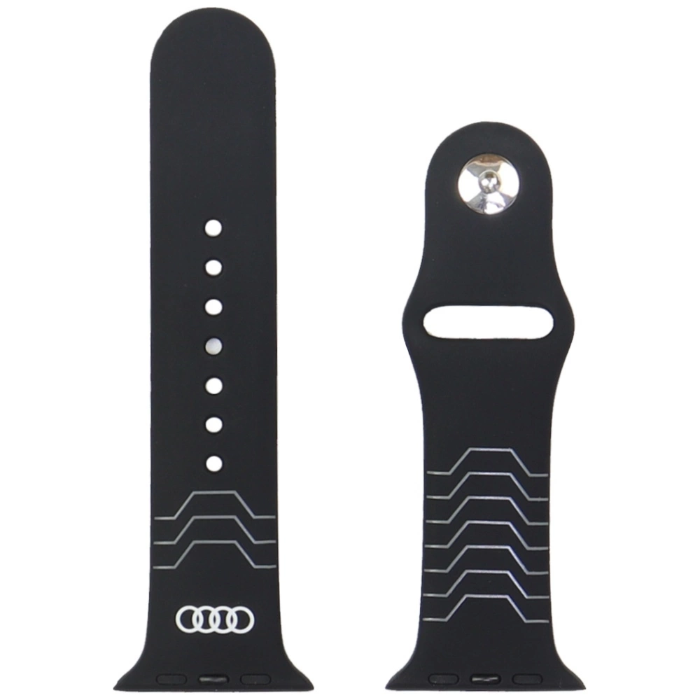 Audi Geometric Pattern Silicone Watch Strap for Apple Watch 44 / 45 / 46 / 49 mm - blackeng