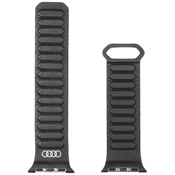 Audi Logo Genuine Leather Magnetic Ring Strap for Apple Watch 40 / 41 / 42 mm - Blackeng