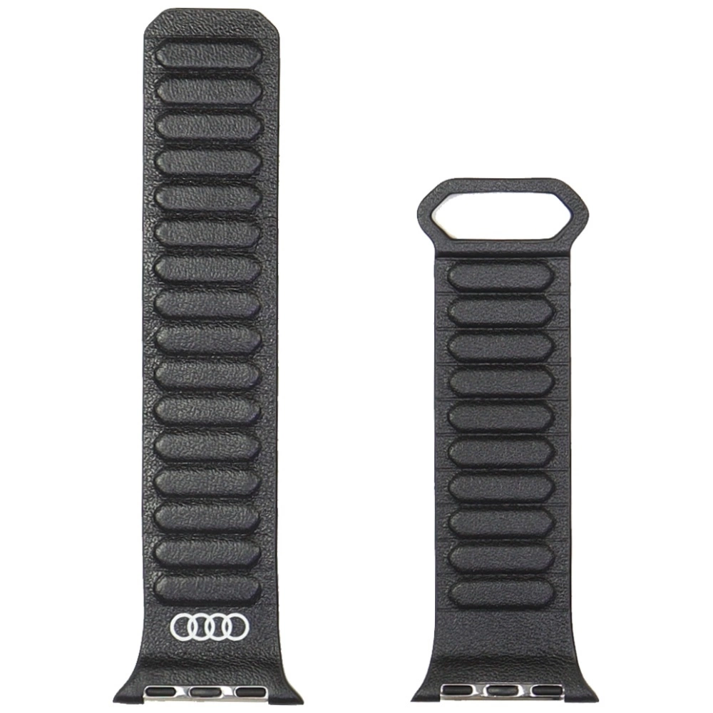 Audi Logo Genuine Leather Magnetic Ring Strap for Apple Watch 40 / 41 / 42 mm - Blackeng