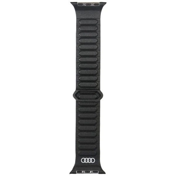 Audi Logo Genuine Leather Magnetic Ring Strap for Apple Watch 44 / 45 / 46 / 49 mm - Blackeng