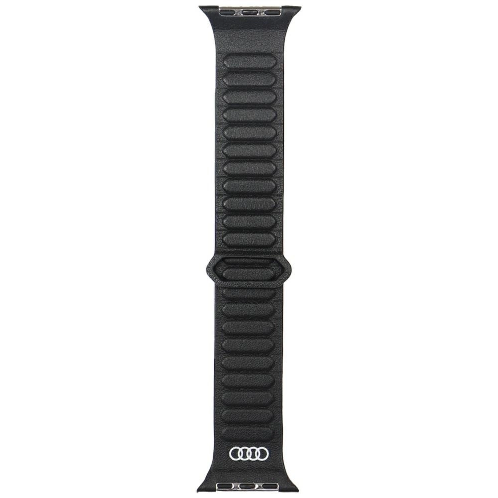 Audi Logo Genuine Leather Magnetic Ring Strap for Apple Watch 44 / 45 / 46 / 49 mm - Blackeng