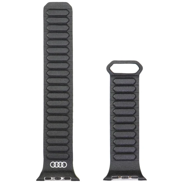 Audi Logo Genuine Leather Magnetic Ring Strap for Apple Watch 44 / 45 / 46 / 49 mm - Blackeng