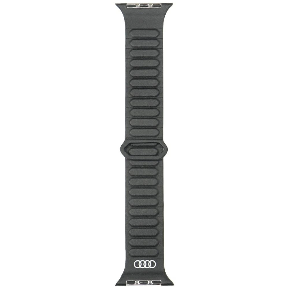 Audi Logo Synthetic Leather Magnetic Ring Strap for Apple Watch 44/45/46/49 mm - Blackeng