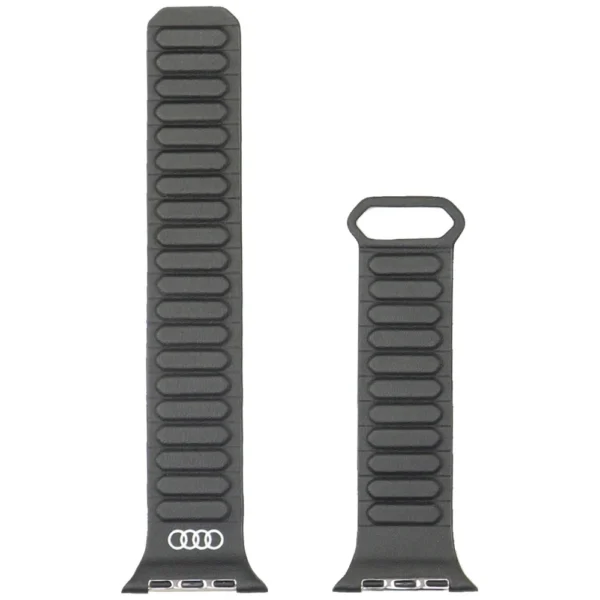 Audi Logo Synthetic Leather Magnetic Ring Strap for Apple Watch 44/45/46/49 mm - Blackeng