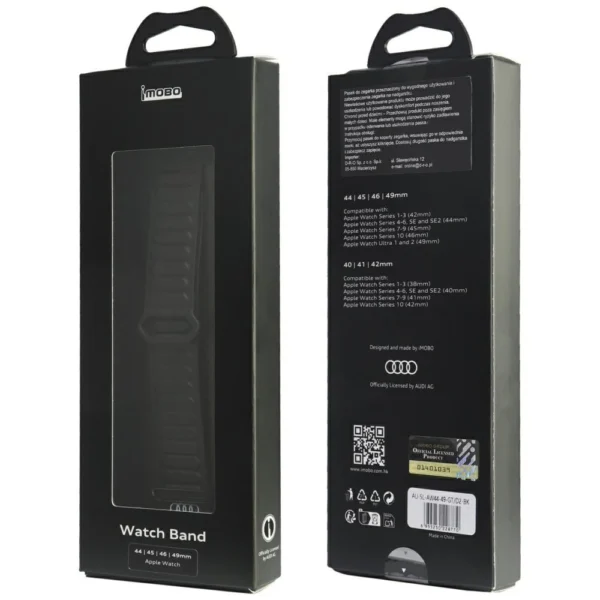 Audi Logo Synthetic Leather Magnetic Ring Strap for Apple Watch 44/45/46/49 mm - Blackeng