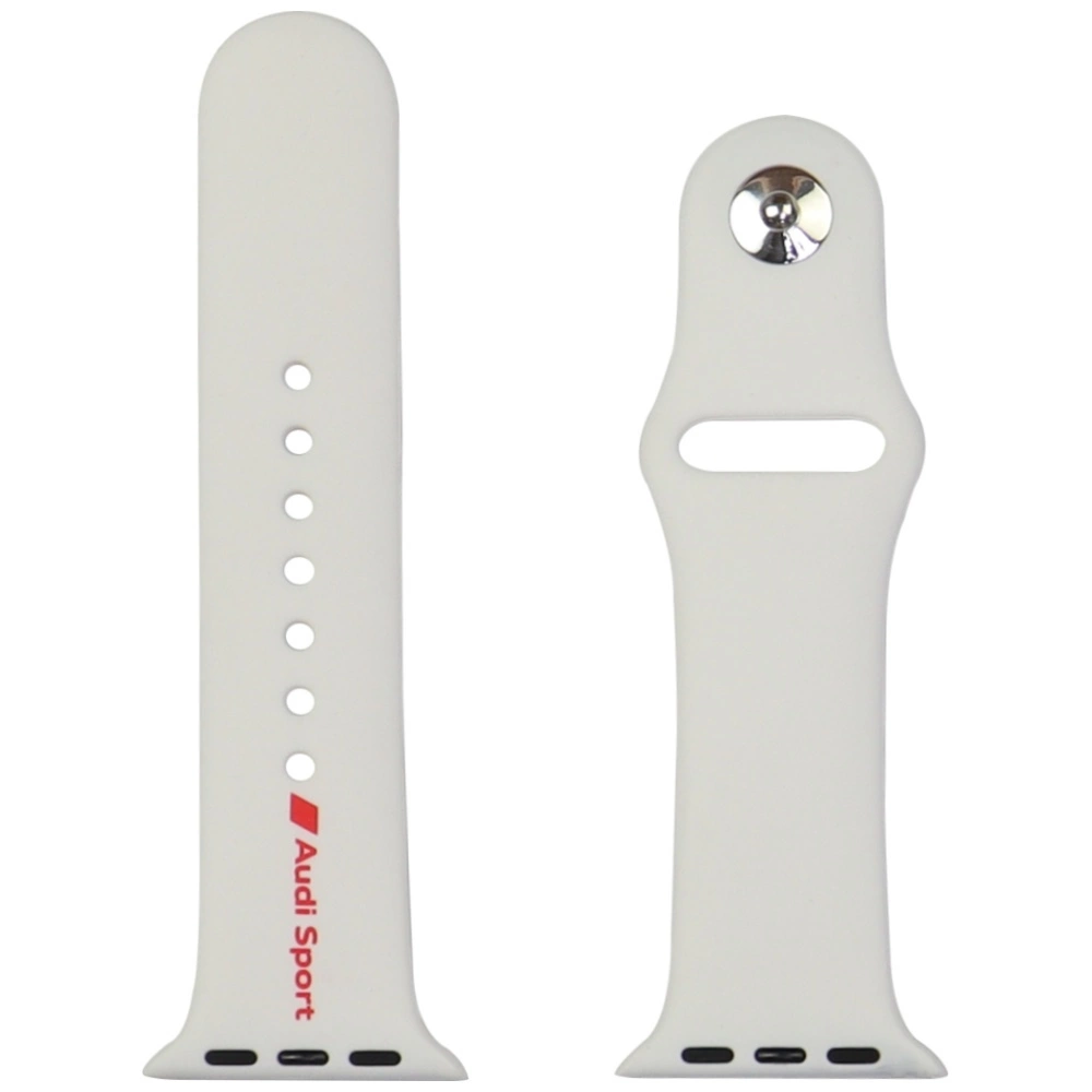 Audi Sport Red Logo Silicone Watch Strap for Apple Watch 40 / 41 / 42 mm - whiteeng