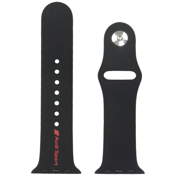 Audi Sport Red Logo Silicone Watch Strap for Apple Watch 40 / 41 / 42 mm - blackeng
