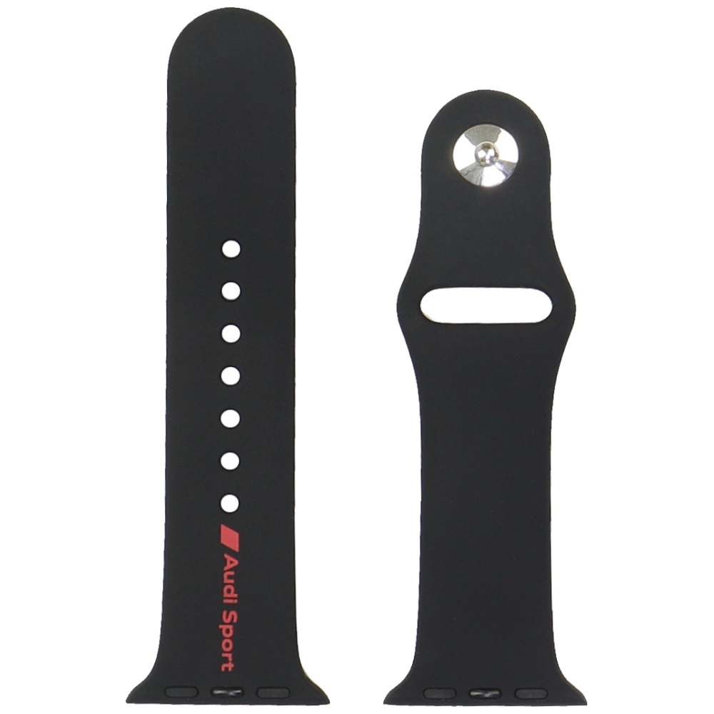 Audi Sport Red Logo Silicone Watch Strap for Apple Watch 40 / 41 / 42 mm - blackeng