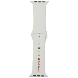 Audi Sport Red Logo Silicone Watch Strap for Apple Watch 44 / 45 / 46 / 49 mm - whiteeng