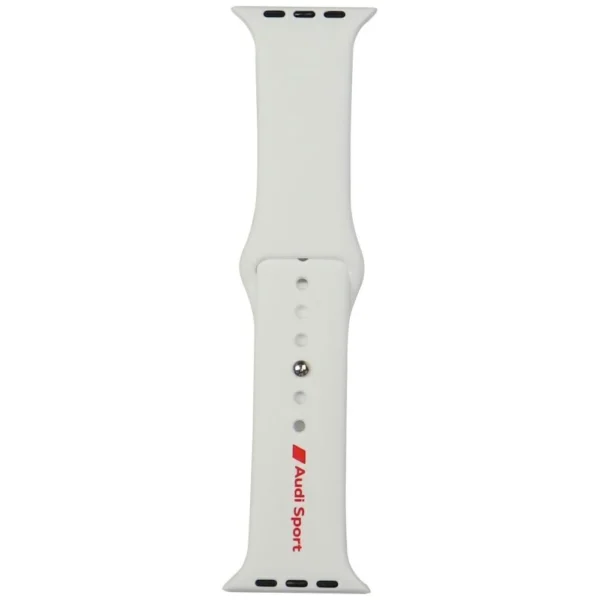 Audi Sport Red Logo Silicone Watch Strap for Apple Watch 44 / 45 / 46 / 49 mm - whiteeng