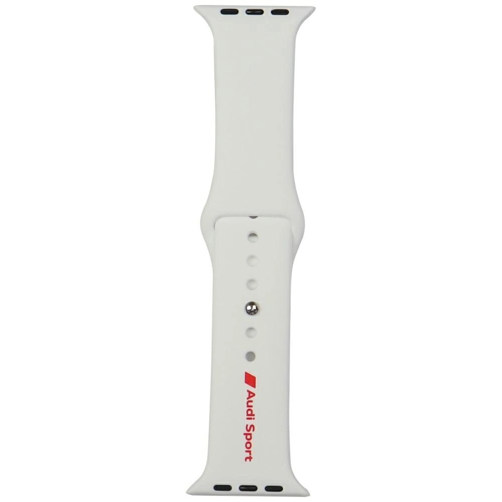 Audi Sport Red Logo Silicone Watch Strap for Apple Watch 44 / 45 / 46 / 49 mm - whiteeng