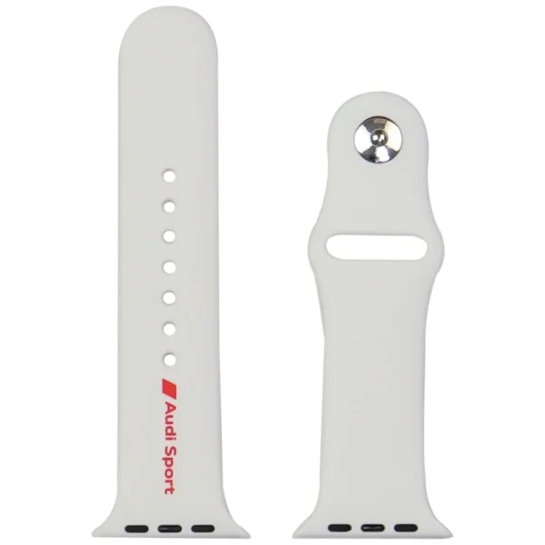 Audi Sport Red Logo Silicone Watch Strap for Apple Watch 44 / 45 / 46 / 49 mm - whiteeng