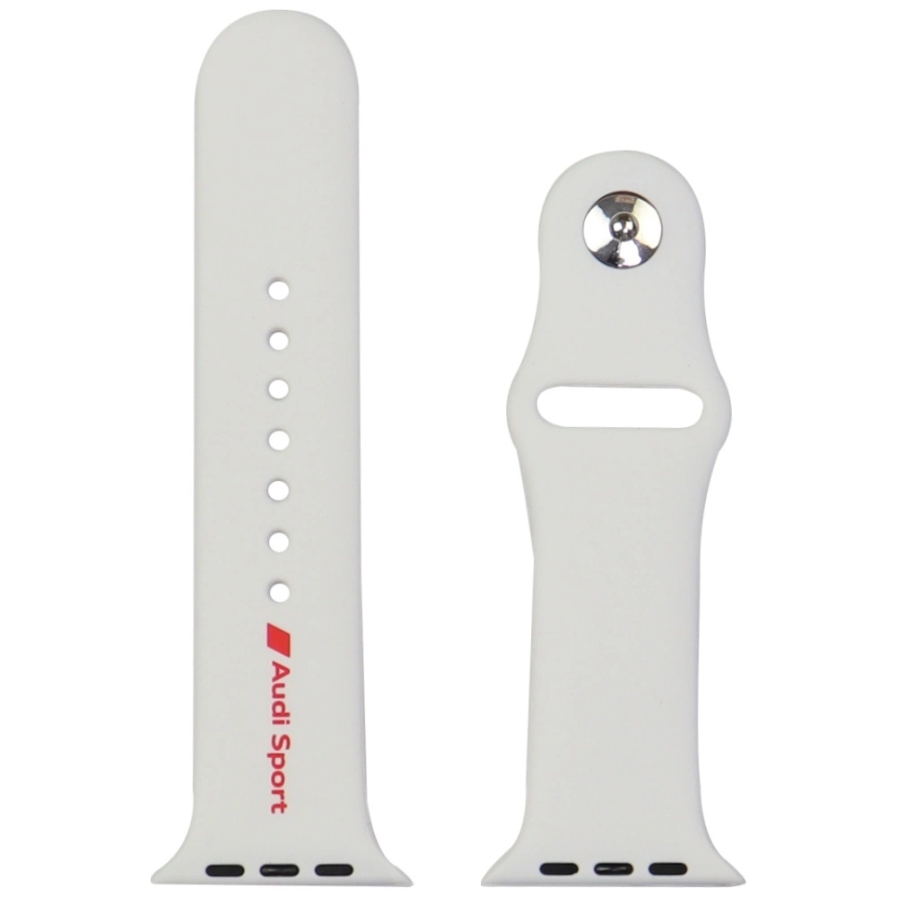 Audi Sport Red Logo Silicone Watch Strap for Apple Watch 44 / 45 / 46 / 49 mm - whiteeng