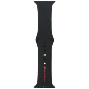 Audi Sport Red Logo Silicone Watch Strap for Apple Watch 44 / 45 / 46 / 49 mm - blackeng