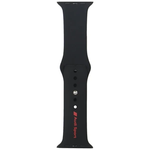 Audi Sport Red Logo Silicone Watch Strap for Apple Watch 44 / 45 / 46 / 49 mm - blackeng