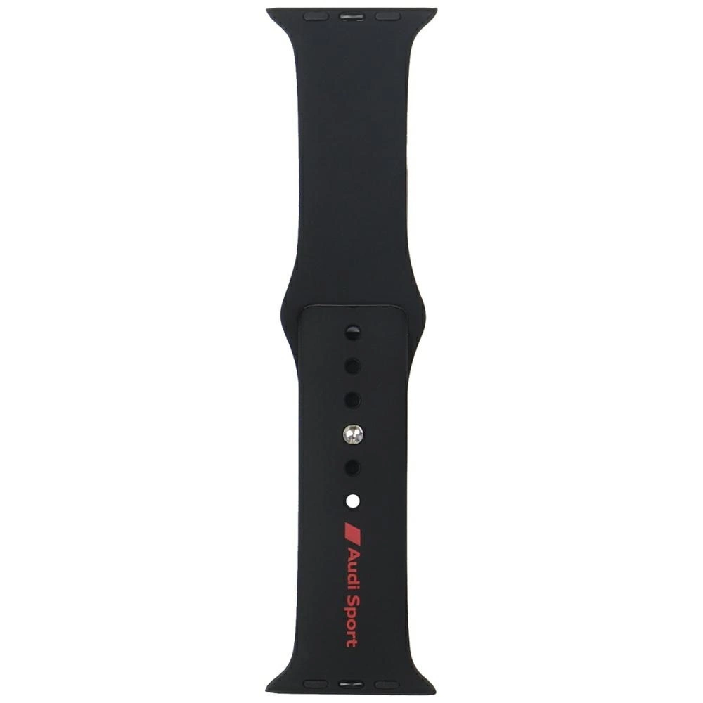Audi Sport Red Logo Silicone Watch Strap for Apple Watch 44 / 45 / 46 / 49 mm - blackeng