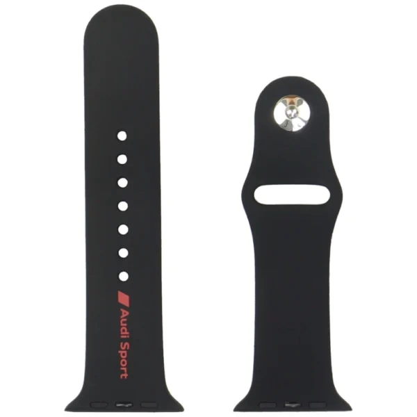 Audi Sport Red Logo Silicone Watch Strap for Apple Watch 44 / 45 / 46 / 49 mm - blackeng