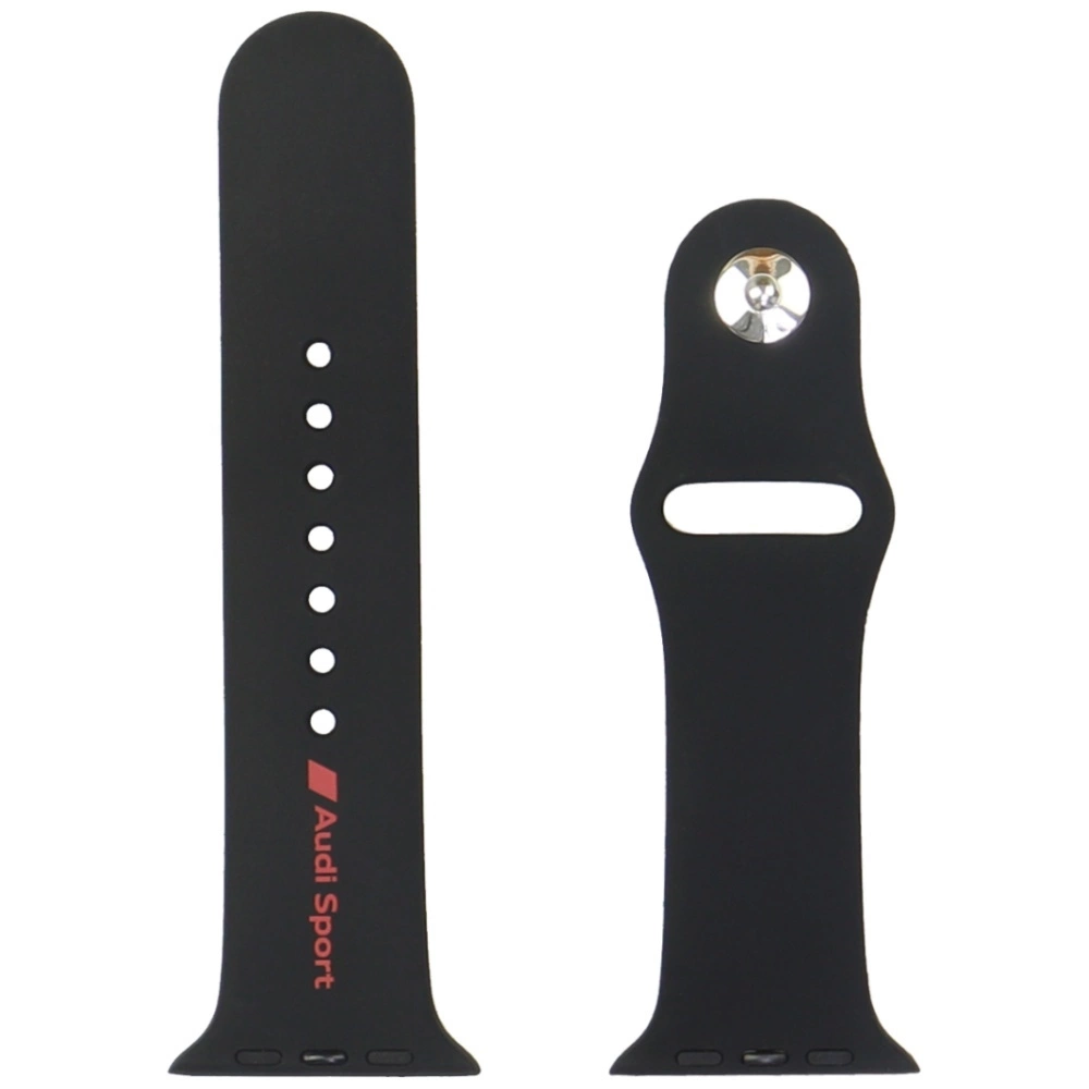 Audi Sport Red Logo Silicone Watch Strap for Apple Watch 44 / 45 / 46 / 49 mm - blackeng