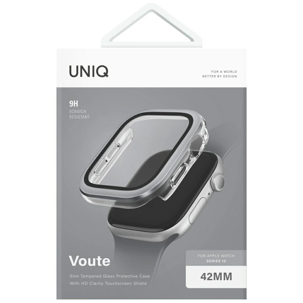 Uniq Voute Tempered Glass Case for Apple Watch 10 42 mm - Silvereng