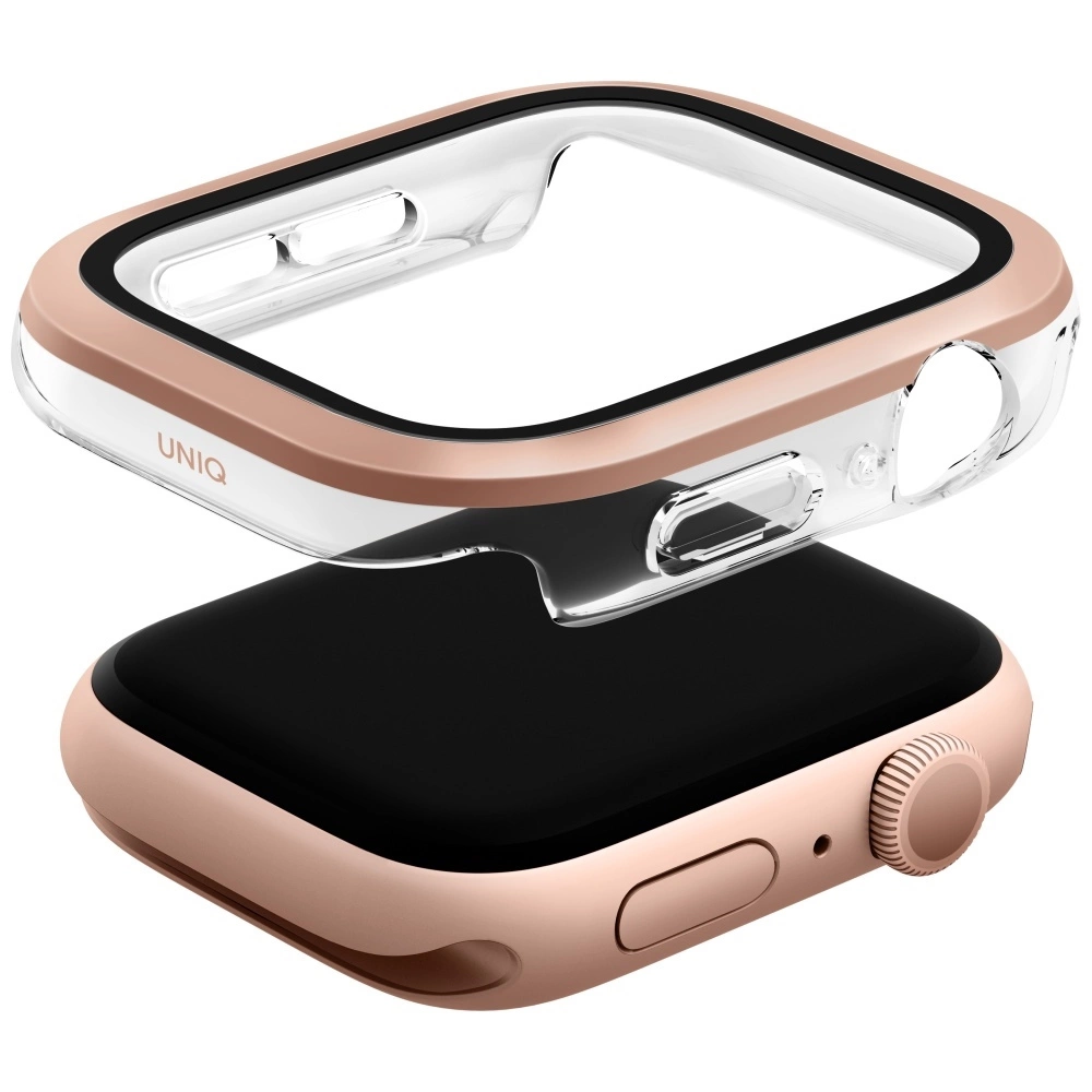 Uniq Voute Tempered Glass Case for Apple Watch 10 46mm - Rose Goldeng