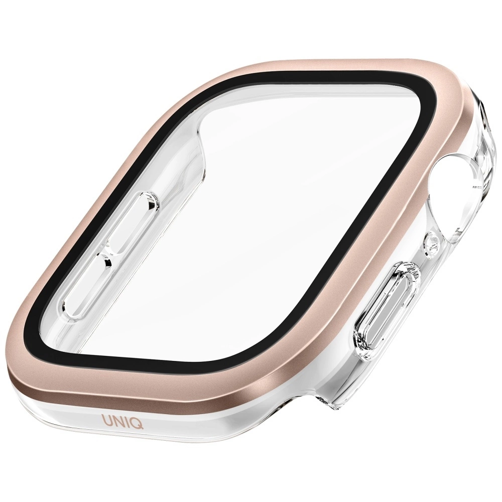 Uniq Voute Tempered Glass Case for Apple Watch 10 46mm - Rose Goldeng