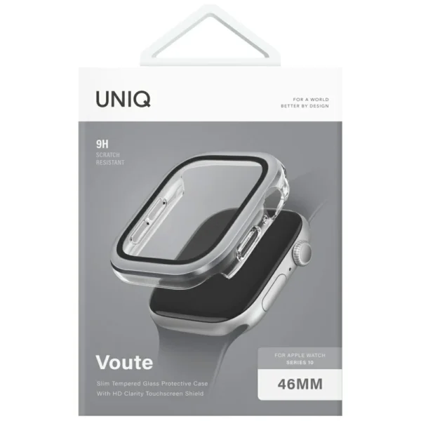 Uniq Voute tempered glass case for Apple Watch 10 46 mm - silvereng