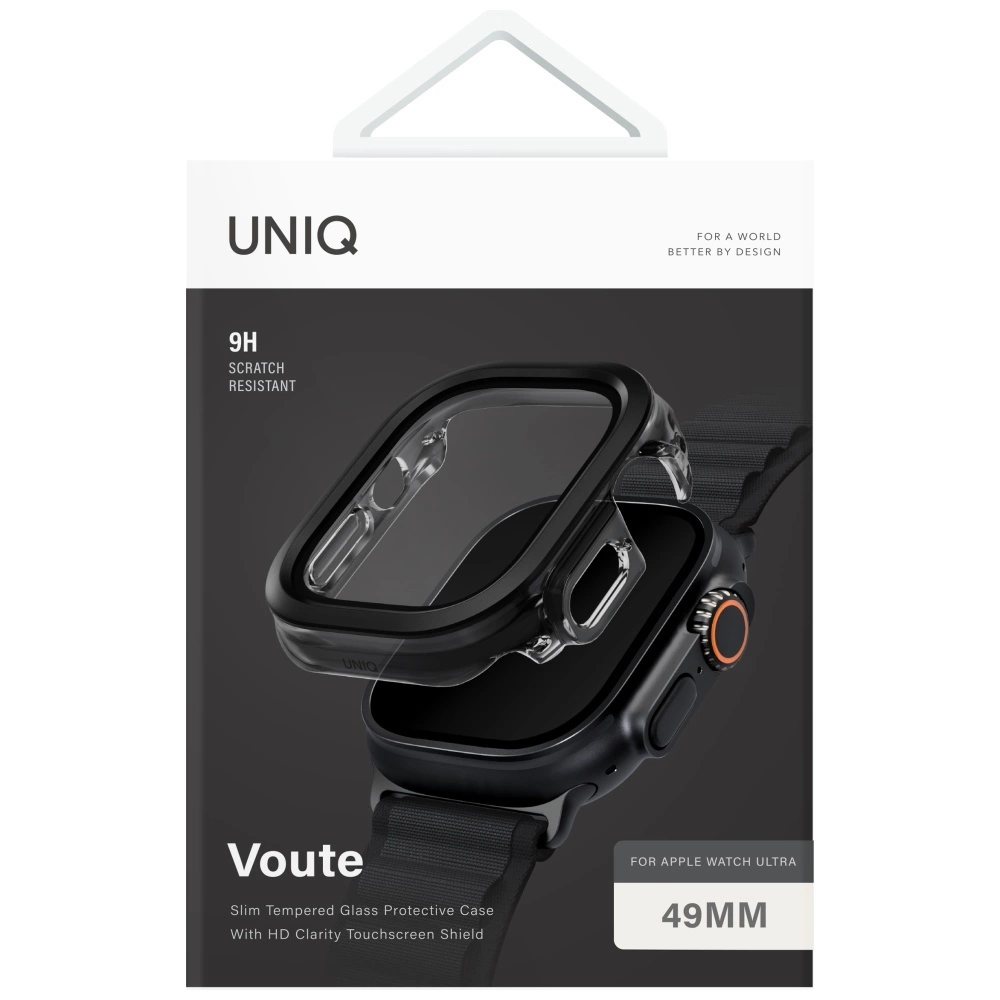 Uniq Voute Tempered Glass Case for Apple Watch Ultra 49mm - Blackeng