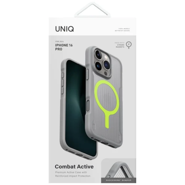 Uniq Combat Active Magclick Charging Case for iPhone 16 Pro - Grayeng