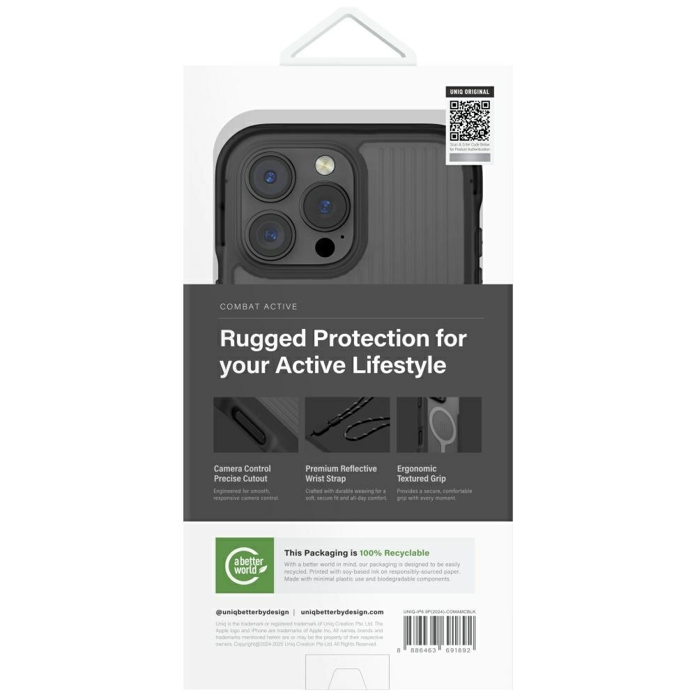 Uniq Combat Active Magclick Charging Case for iPhone 16 Pro Max - Blackeng