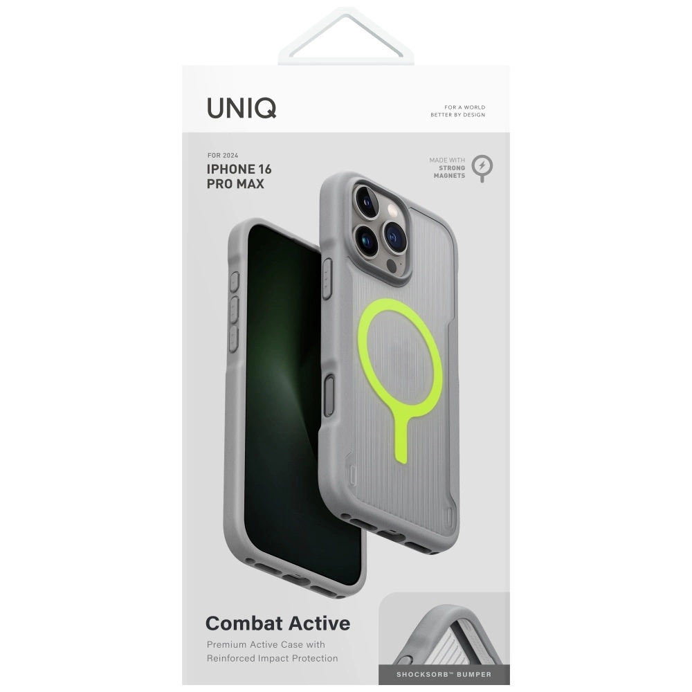Uniq Combat Active Magclick Charging Case for iPhone 16 Pro Max - Grayeng