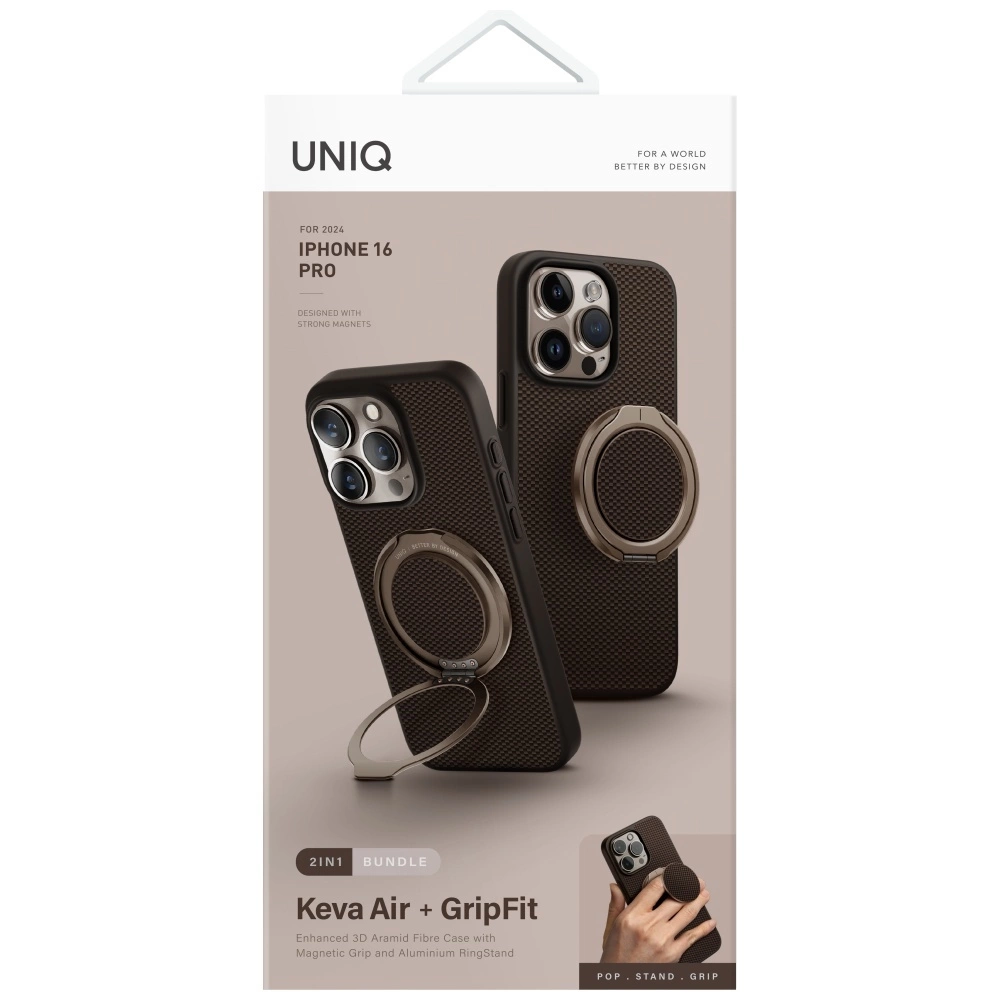 Uniq Keva Air Magclick Charging GripFit Case for iPhone 16 Pro - Browneng