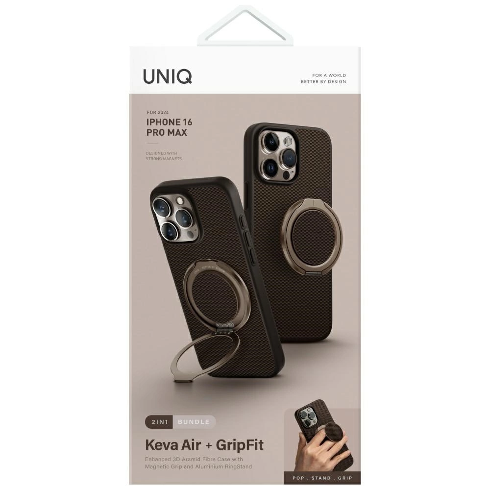 Uniq Keva Air Magclick Charging GripFit Case for iPhone 16 Pro Max - Browneng
