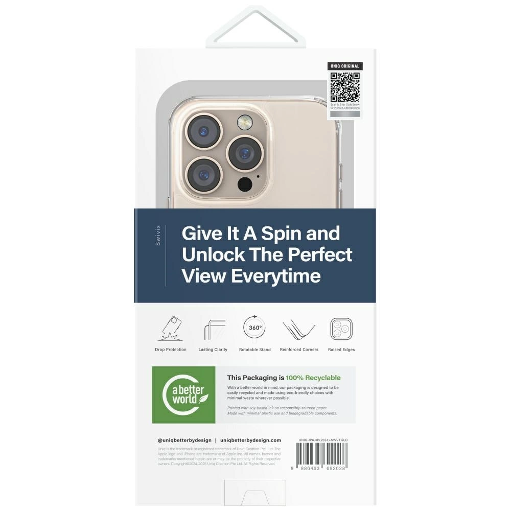 Uniq Swivix 360 Rotating Kickstand iPhone 16 Case - Goldeng