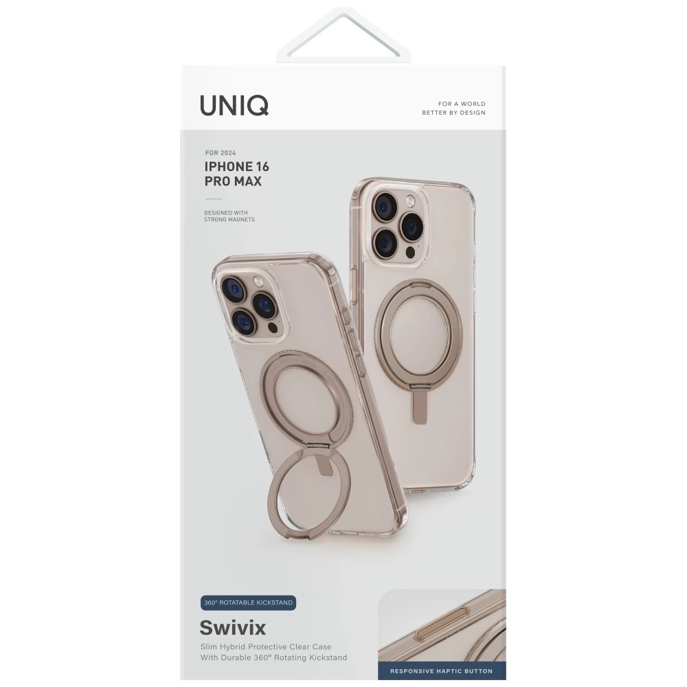 Uniq Swivix 360 Rotating Kickstand Case for iPhone 16 Pro Max - Goldeng