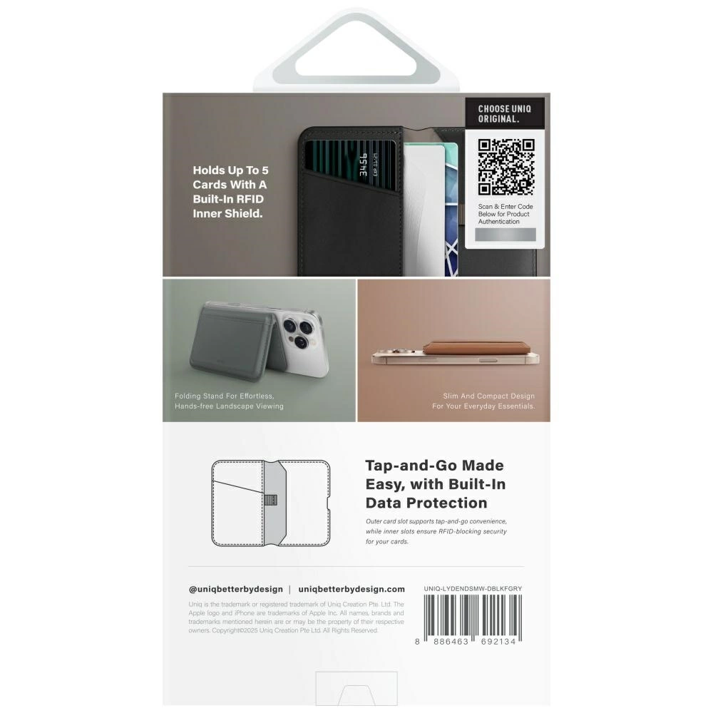 Uniq Lyden DS RFID Magnetic Wallet with Phone Stand - Blackeng