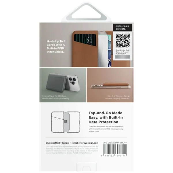 Uniq Lyden DS RFID Magnetic Wallet with Phone Stand - Browneng
