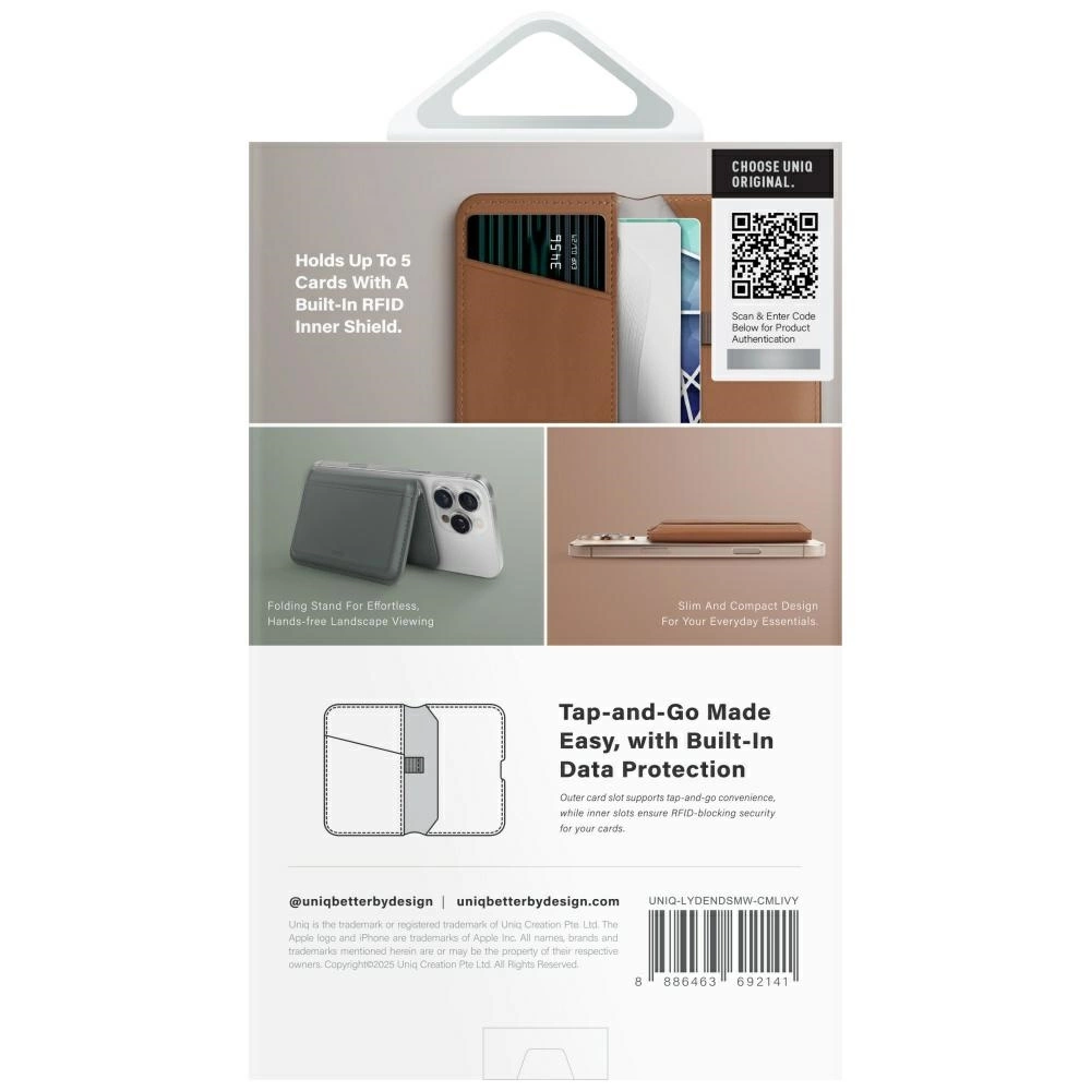 Uniq Lyden DS RFID Magnetic Wallet with Phone Stand - Browneng