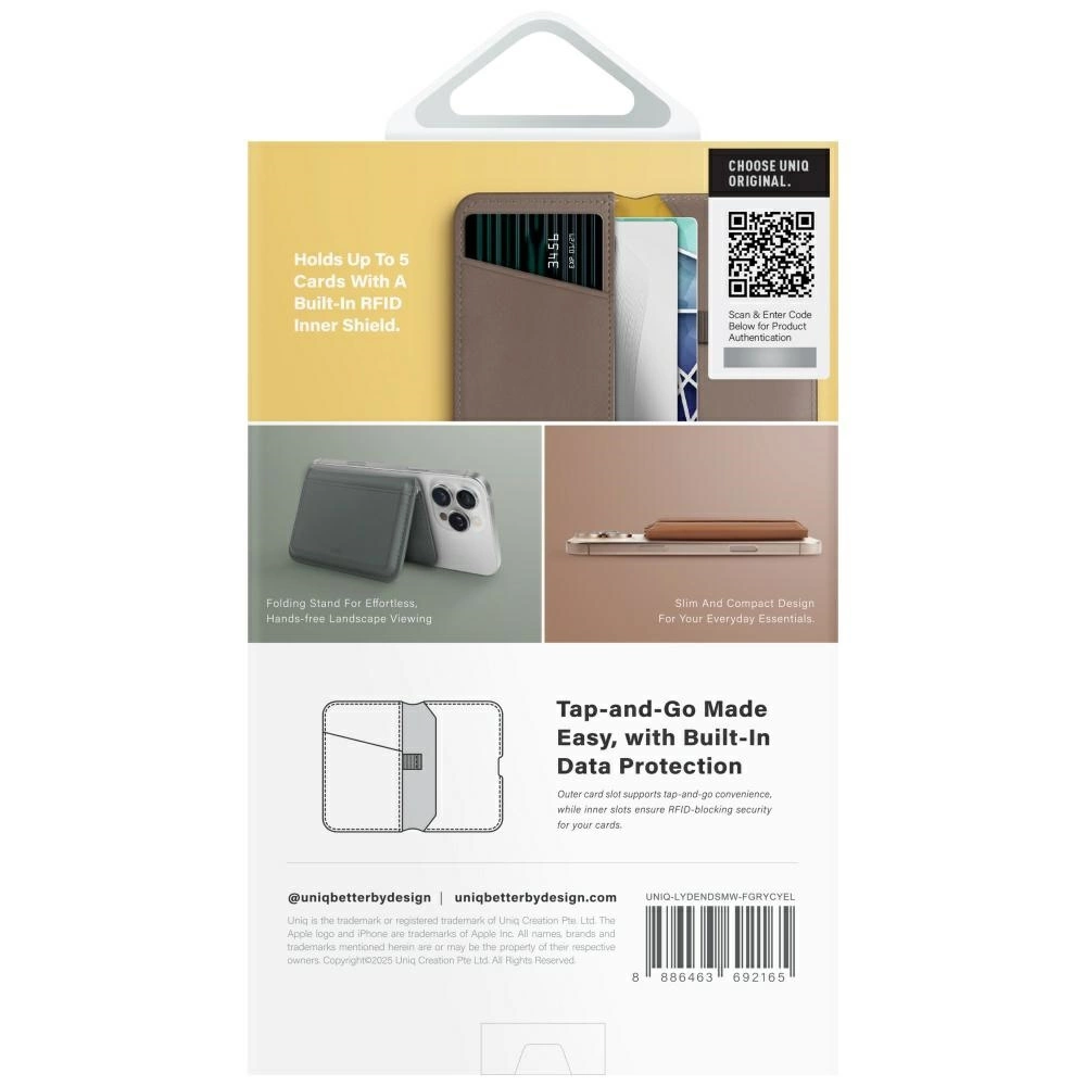 Uniq Lyden DS RFID Magnetic Wallet with Phone Stand - Grayeng