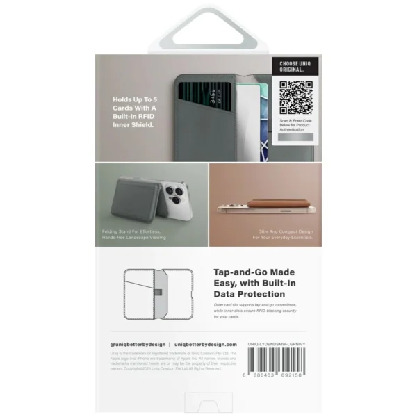 Uniq Lyden DS RFID Magnetic Wallet with Phone Stand - Greeneng