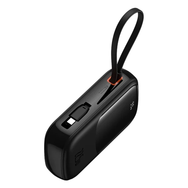 Baseus Qpow Pro+ 20000mAh 22.5W powerbank with built-in USB-C cable and display - blackeng