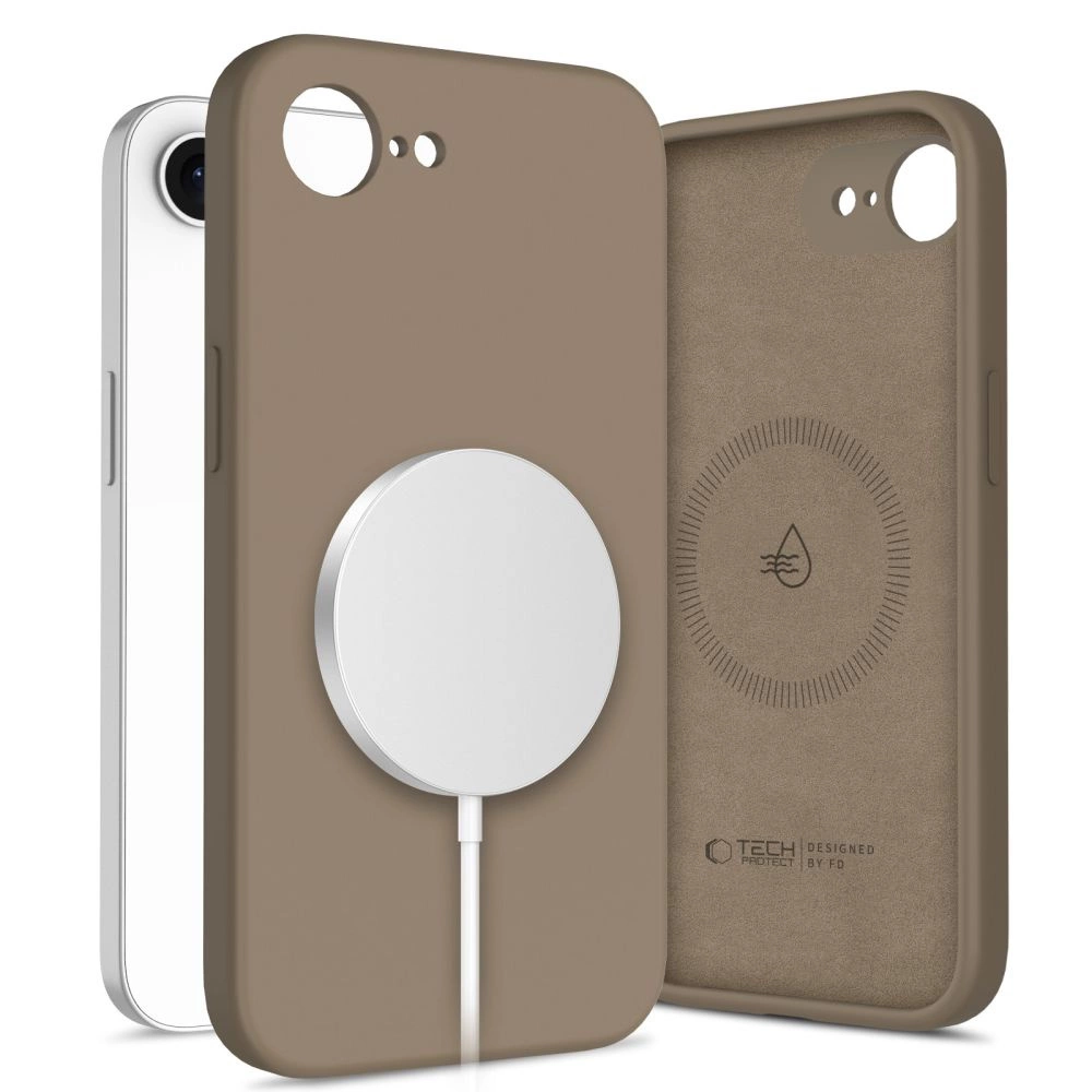 Tech-Protect Liquid Silicone MagSafe iPhone 16e Case - Browneng