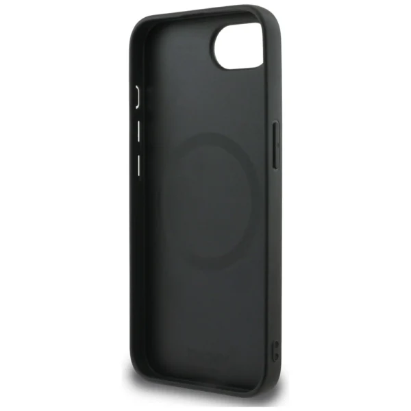 DKNY Leather Checkered Mono Pattern MagSafe iPhone 16e Case - Blackeng