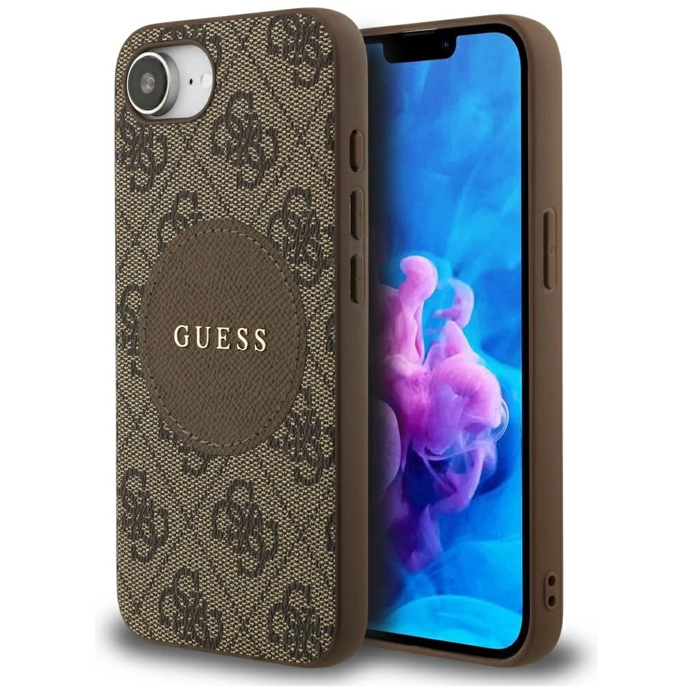Guess 4G Circle Classic Logo MagSafe case for iPhone 16e - browneng