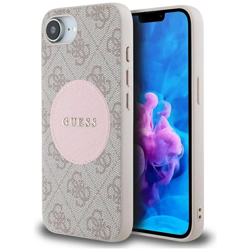Guess 4G Circle Classic Logo MagSafe case for iPhone 16e - pinkeng