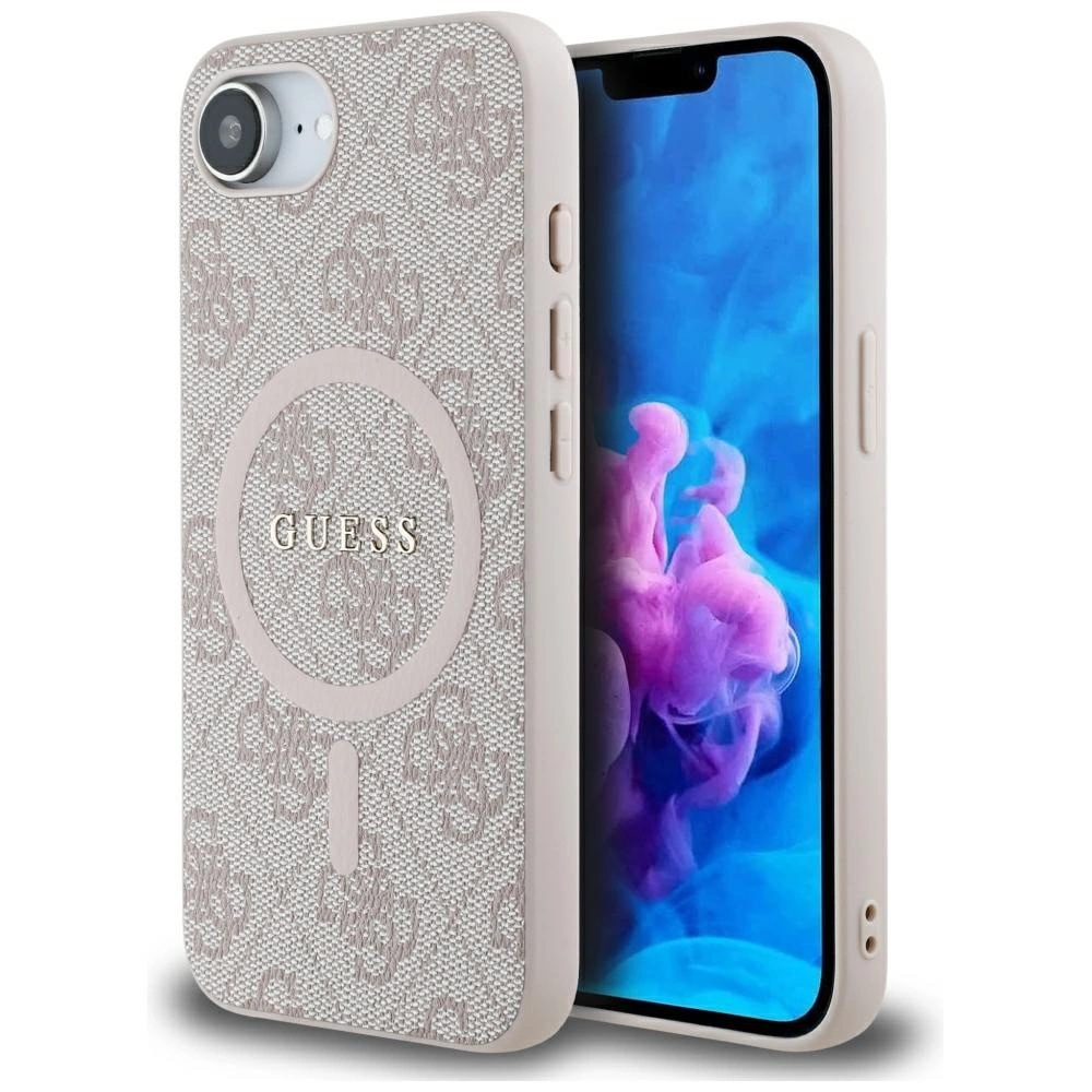 Guess 4G Ring Classic Logo MagSafe iPhone 16e Case - Pinkeng