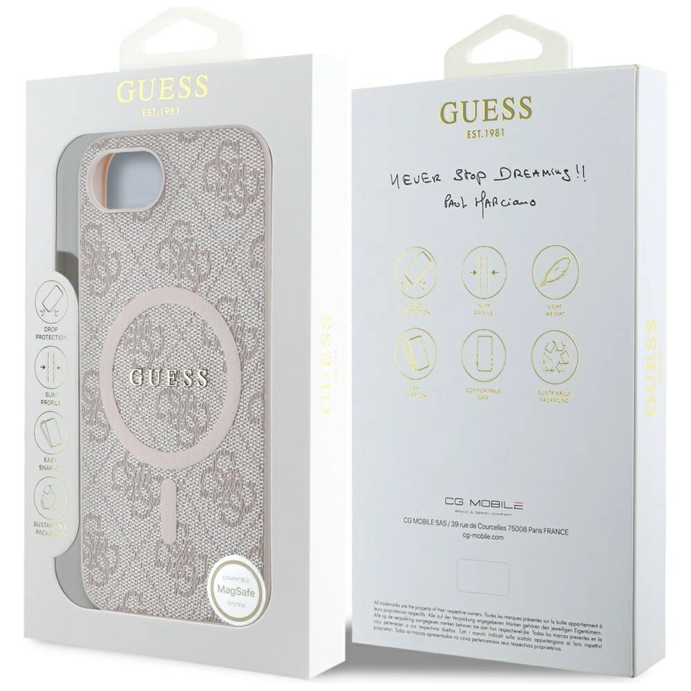 Guess 4G Ring Classic Logo MagSafe iPhone 16e Case - Pinkeng