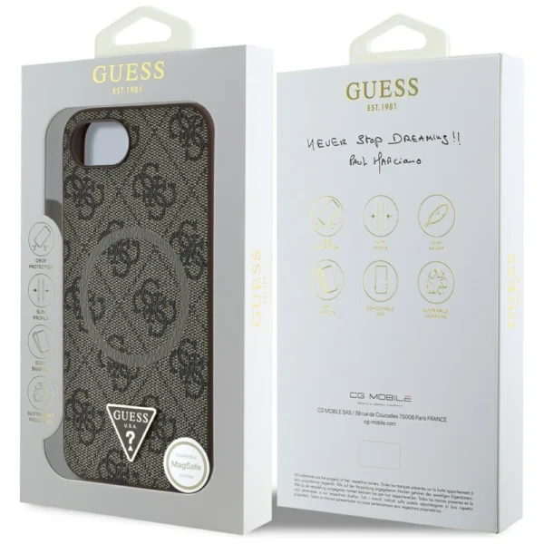 Guess 4G Ring Triangle Logo MagSafe iPhone 16e Case - Browneng