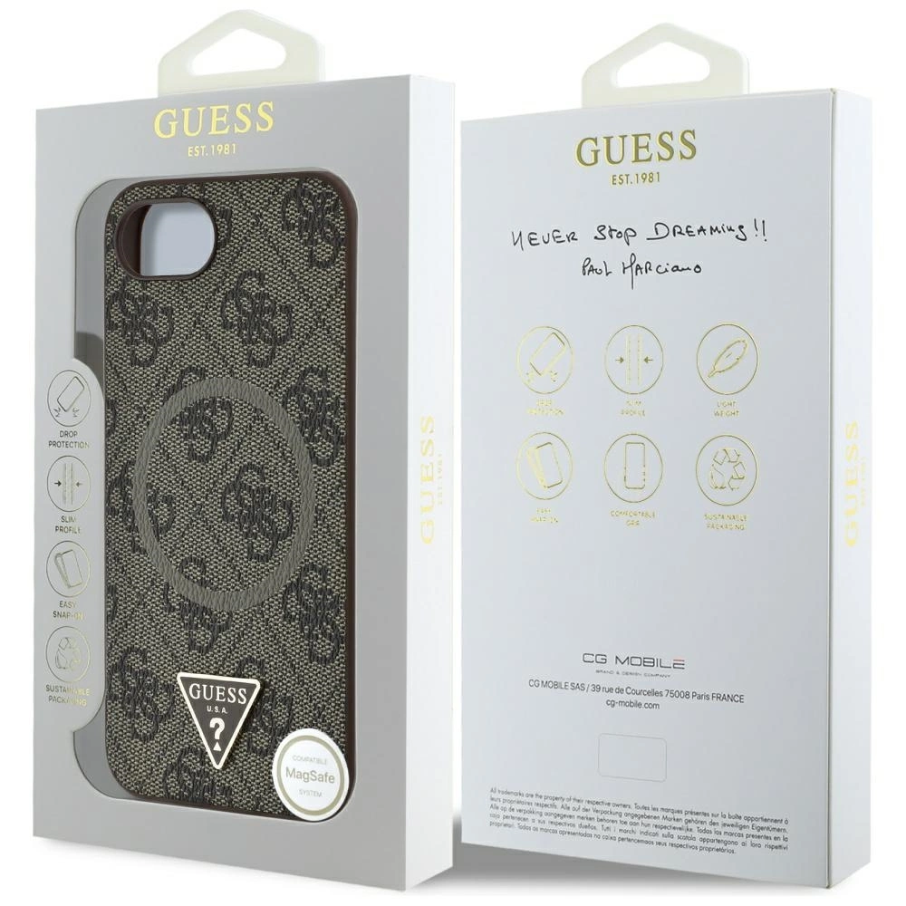 Guess 4G Ring Triangle Logo MagSafe iPhone 16e Case - Browneng