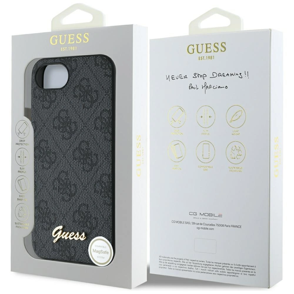 Guess 4G Script Logo MagSafe case for iPhone 16e - blackeng